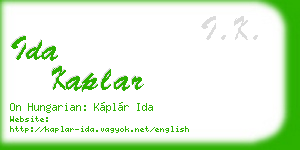 ida kaplar business card